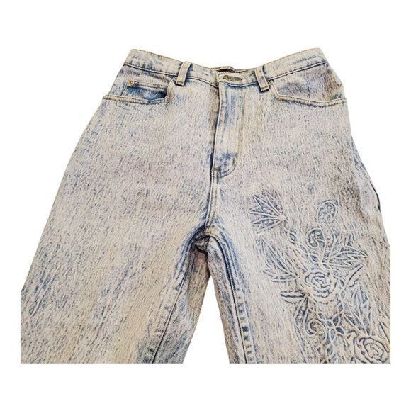 DAILY JEANS NY SZ 11/12 VINTAGE Acid Washed Stretch Embroidered Jeans - Picture 3 of 12